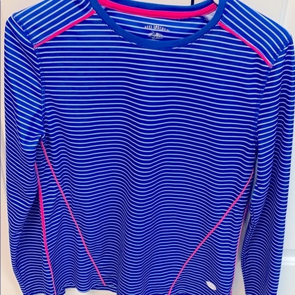 NWOT Women’s Reel Legends Blue & Pink Polyester Freeline Long Sleeve Sun Top S - Picture 4 of 6
